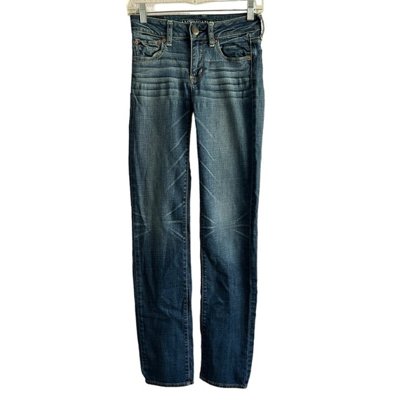American Eagle Outfitters Straight Super Stretch Denim Jeans • Used • Size: 0 - Picture 1 of 7